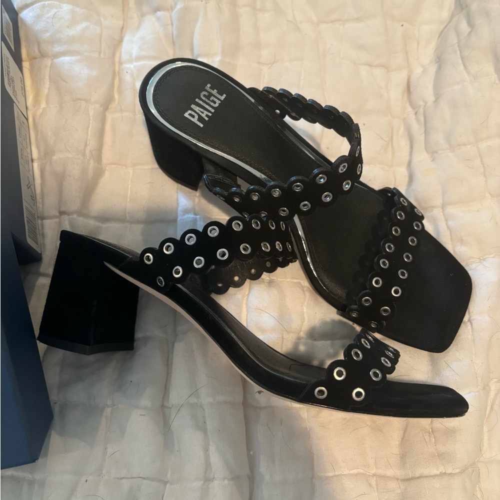 Paige viera black suede sandals, size 8